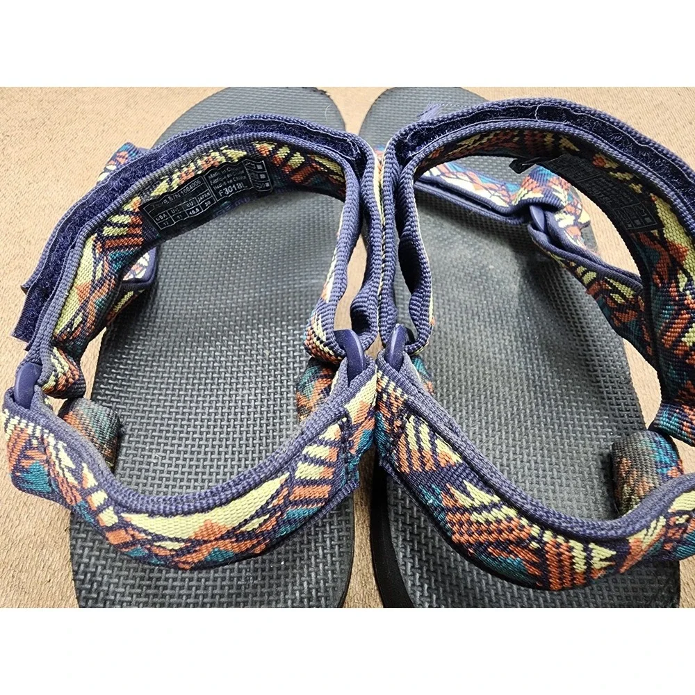 Teva Sandals Mens Size 12 Blue Orange Yellow Aztec Design 1004006